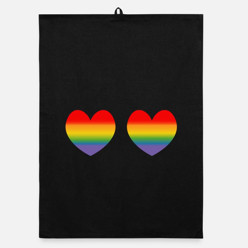 Two rainbow hearts gradient Organic dish towel