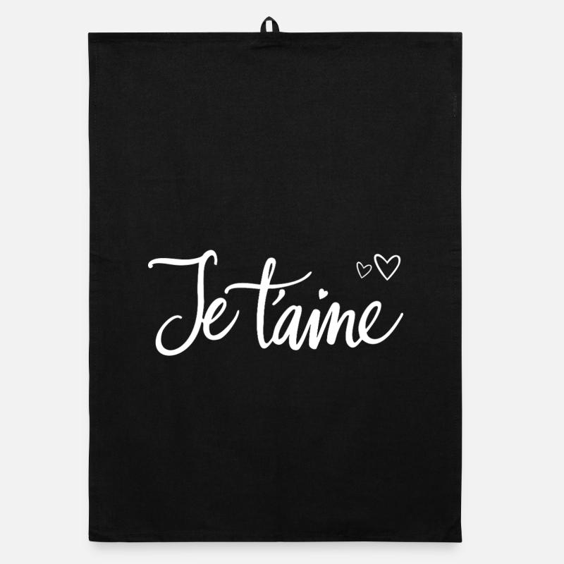 Ich liebe dich - Organic Geschirrtuch - Schwarz