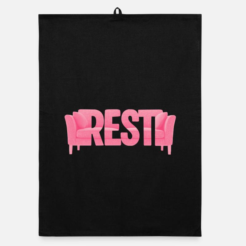 Rest Typografie Sofa Rosa Design Organic Geschirrtuch