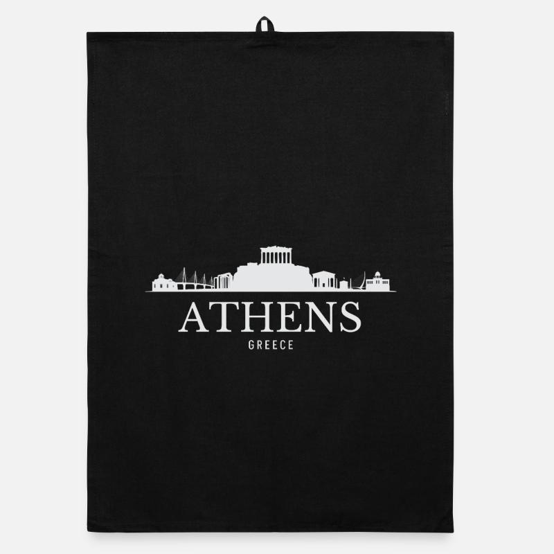 Silhouette d’Athènes, Grèce d’Athènes Torchon bio
