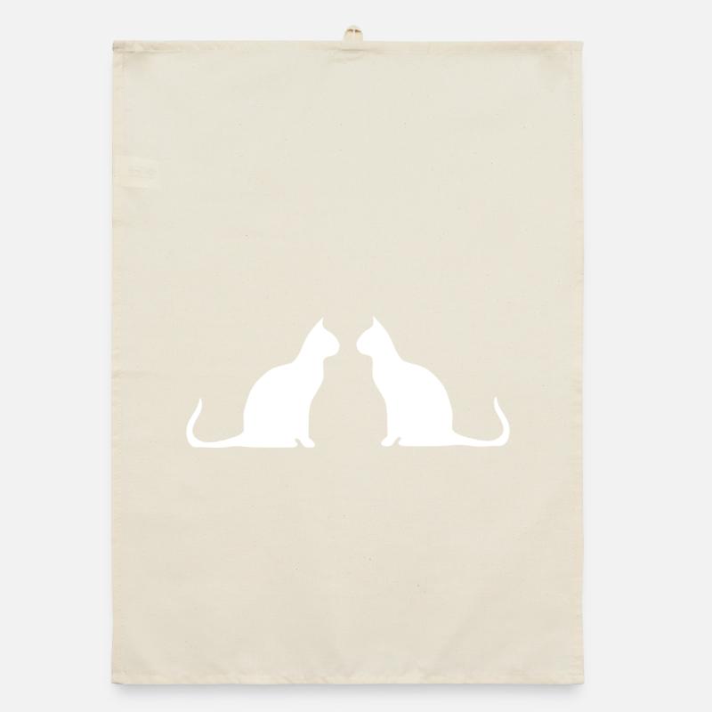Cadeau Silhouettes de Chat 2 Chat Blanc Torchon bio