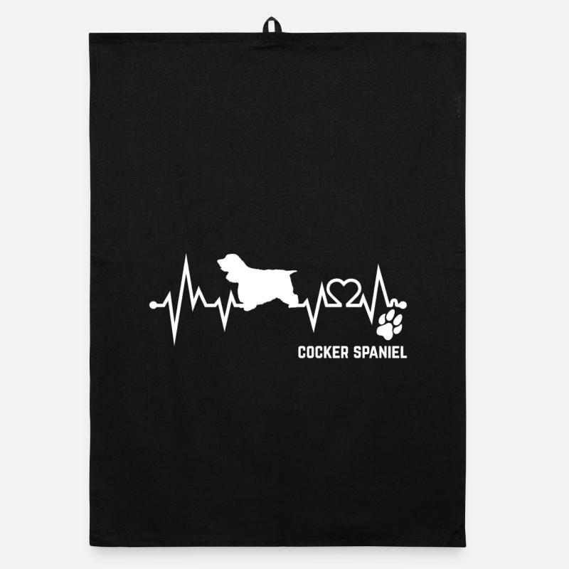 Cocker Spaniel Heartbeat Pulse ECG Dog Gift Organic dish towel