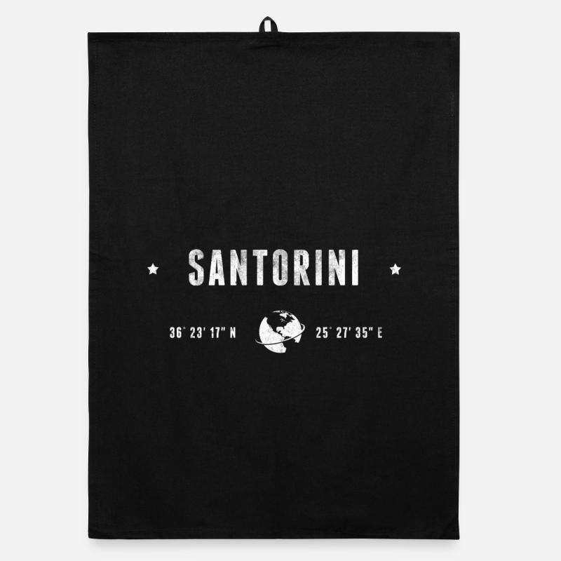 Santorini Stylized Geographical Coordinates Organic dish towel
