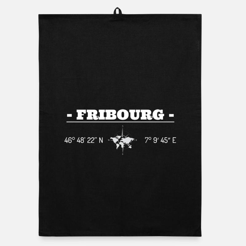 Coordonnées Fribourg - Torchon bio - noir