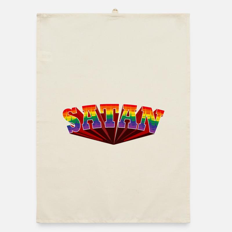 Satan Regenbogen Text Organic Geschirrtuch