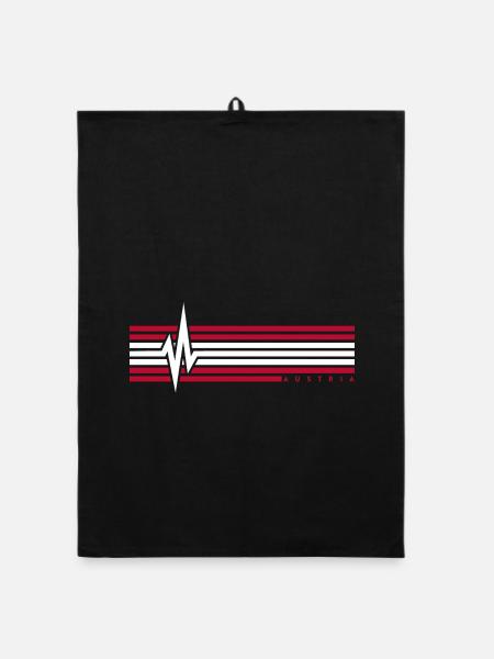 Battement de cœur Autriche ECG Autriche Autrichiens - Torchon bio - noir - Devant