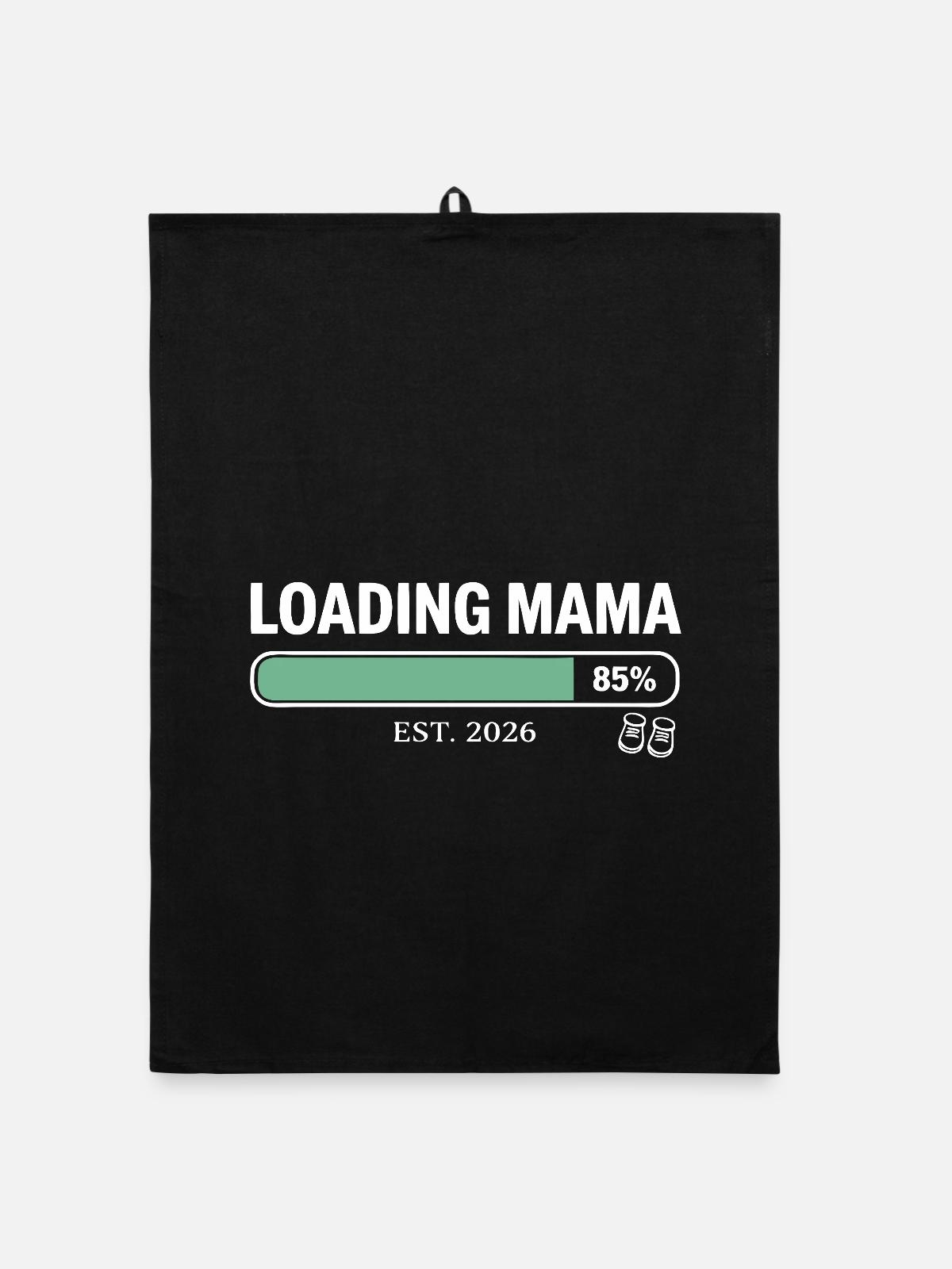 Loading Mama 2026 Ladebalken - Organic Geschirrtuch - Schwarz - Vorne