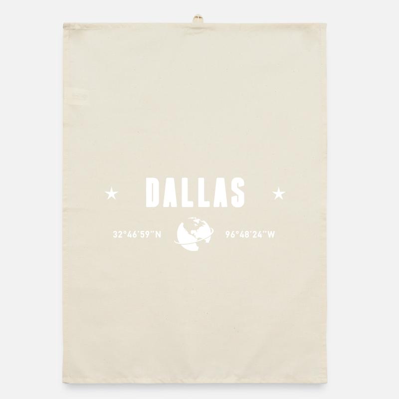 Dallas Texas Coordinates Planet Earth White Organic dish towel