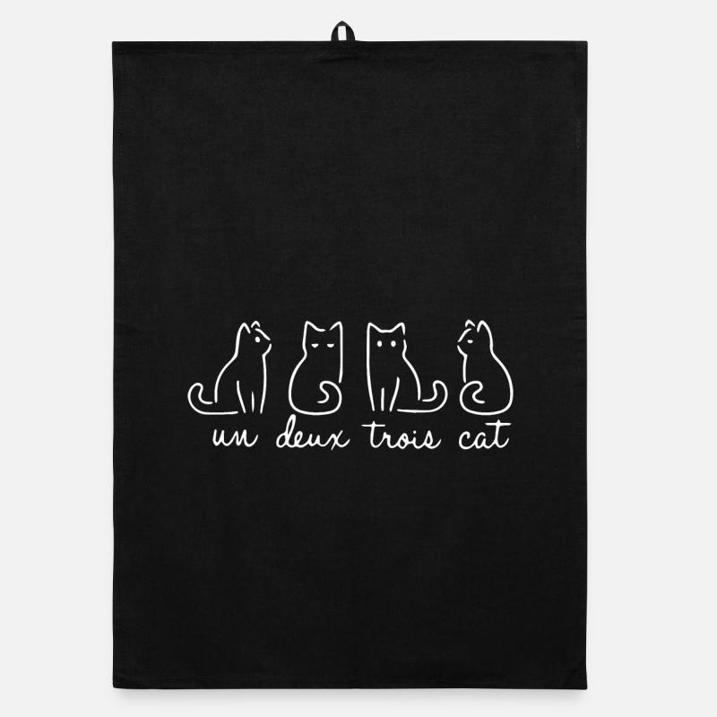 Un Deux Trois cat drôle Torchon bio