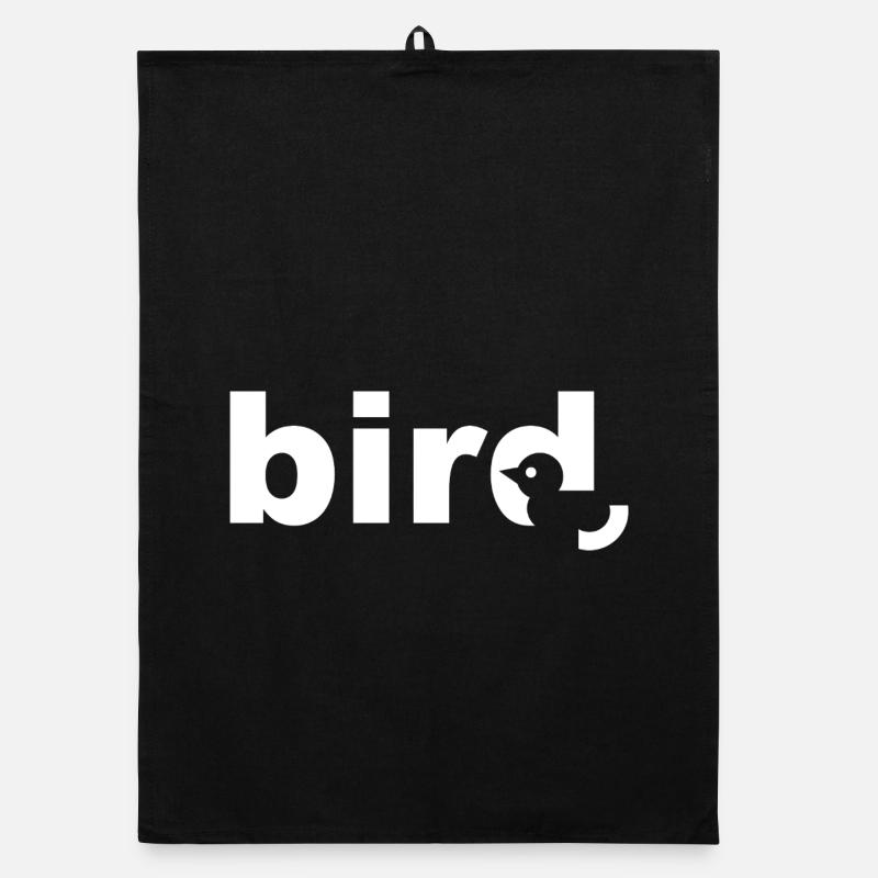 Bird Texte Blanc Torchon bio