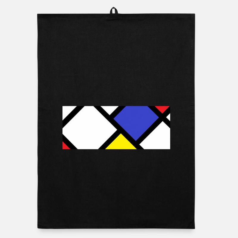 Gegenkomposition nach "De Stijl" - Organic Geschirrtuch - Schwarz