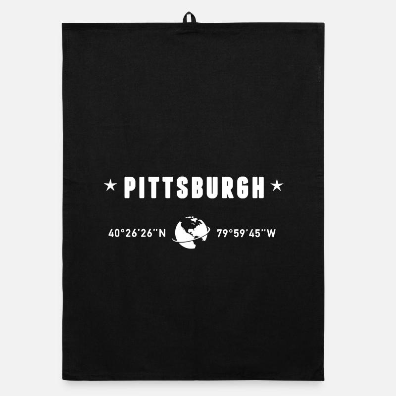 Pittsburgh Pennsylvania Coordinates Gps White Organic dish towel