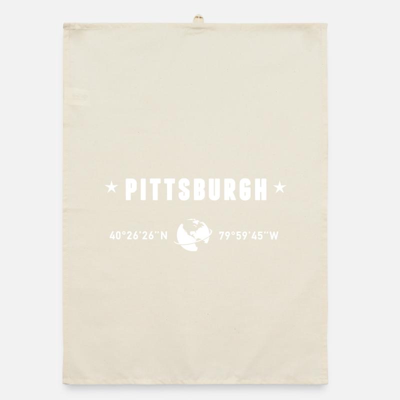 Pittsburgh Pennsylvania Coordinates Gps White Organic dish towel