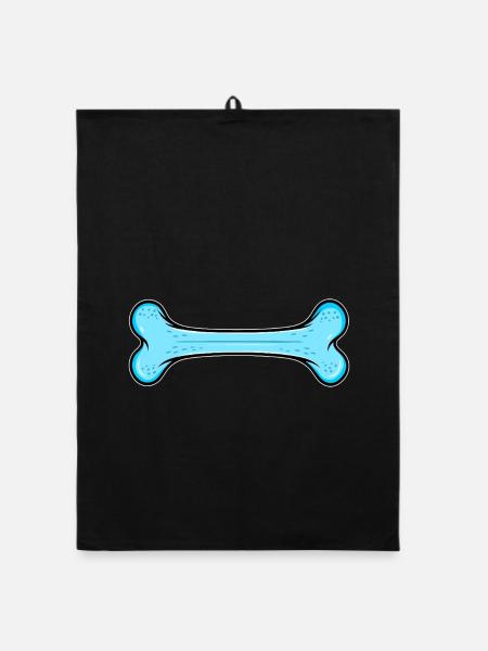 Blauer Hundknochen Comic - Organic Geschirrtuch - Schwarz - Vorne
