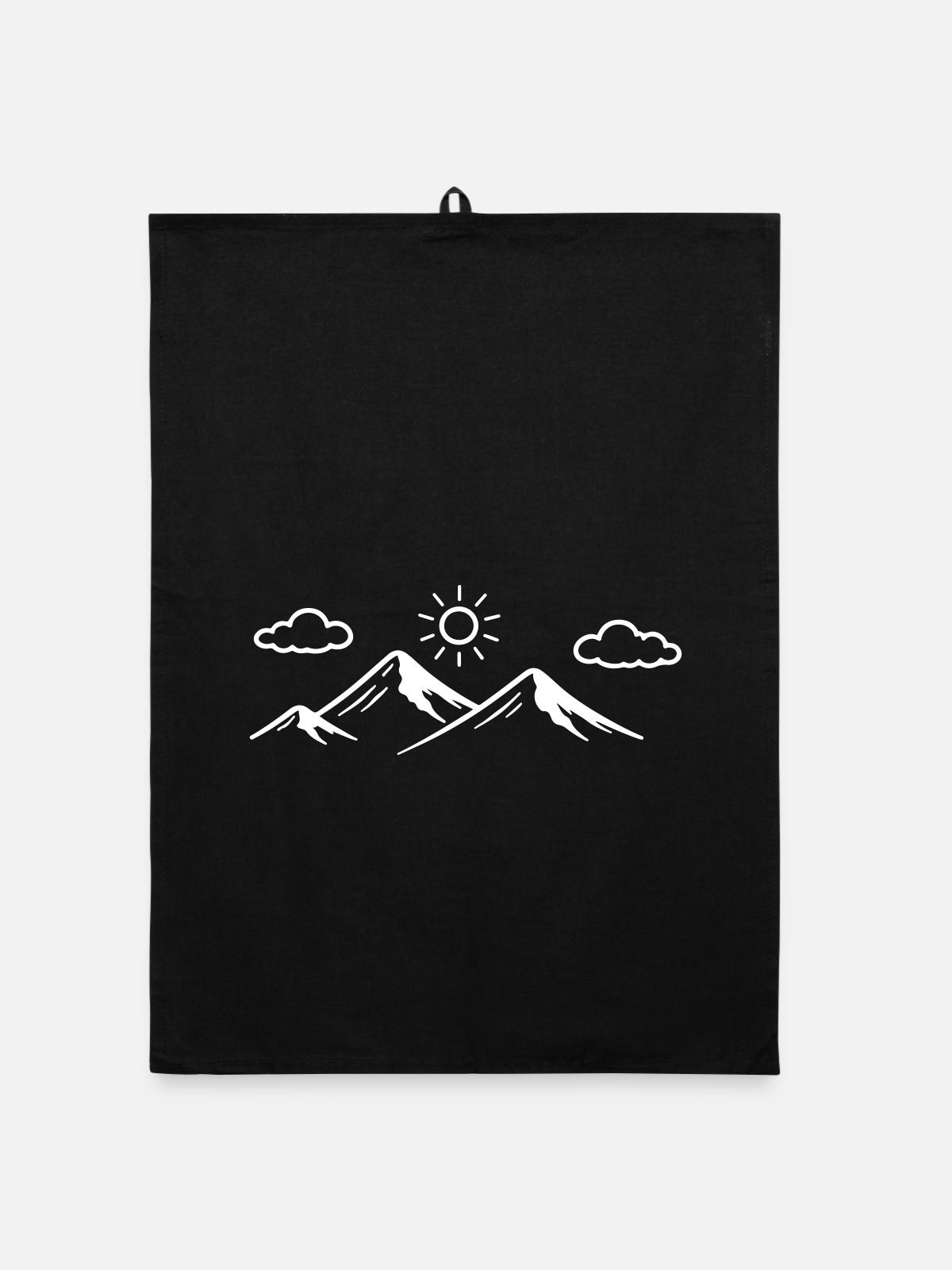 Berge Symbol - Organic Geschirrtuch - Schwarz - Vorne