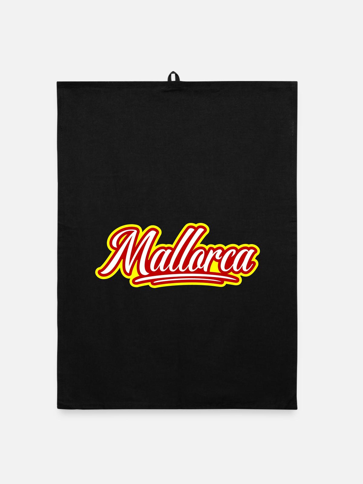 Mallorca Schrift - Organic Geschirrtuch - Schwarz - Vorne