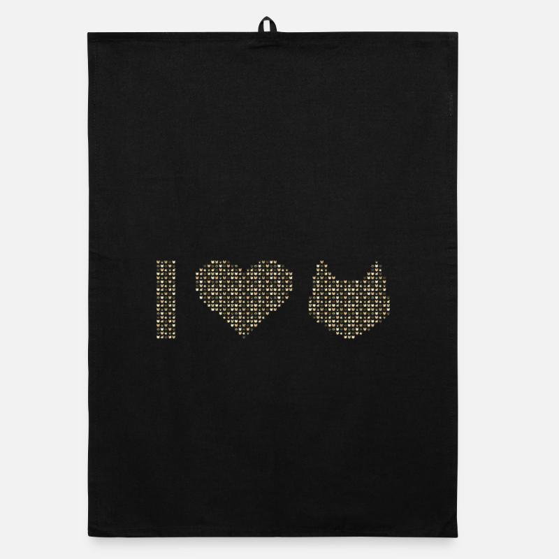 I Heart Cats de petits visages de chat Torchon bio