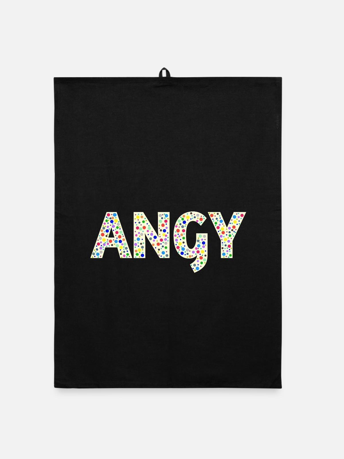 Angy Dotday name - Organic Geschirrtuch - Schwarz - Vorne