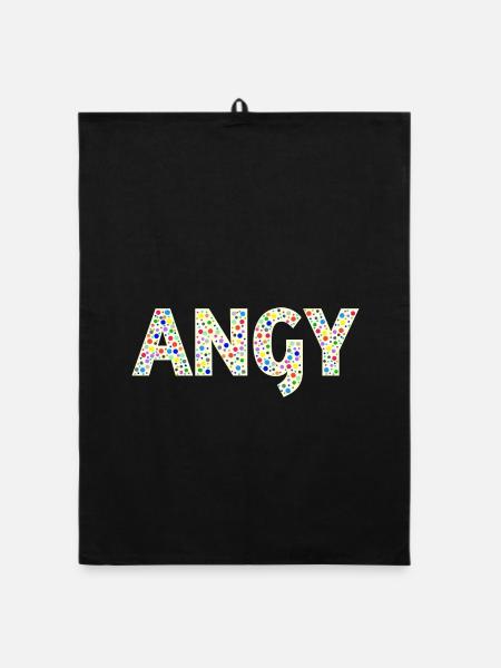 Angy Dotday name - Organic Geschirrtuch - Schwarz - Vorne