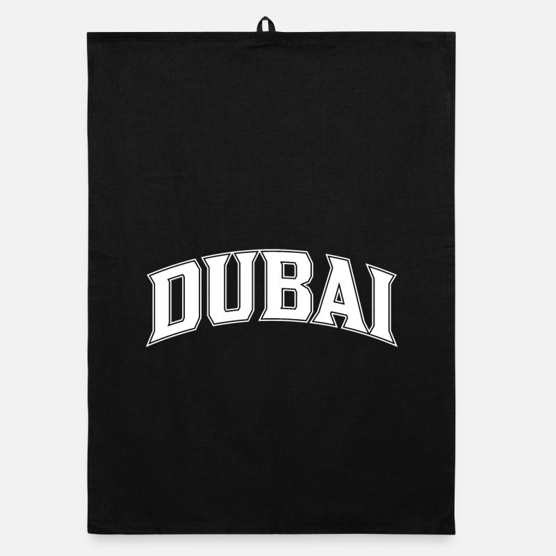 Dubai Schriftzug im Bogen - Organic Geschirrtuch - Schwarz