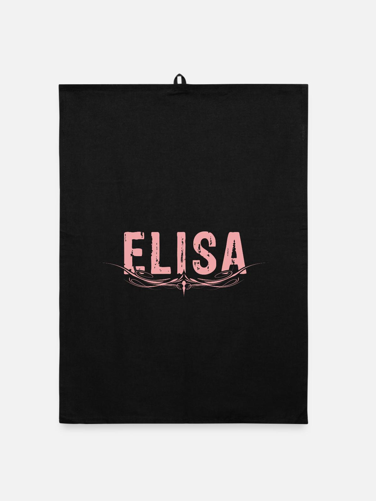 ELISA verziert - Organic Geschirrtuch - Schwarz - Vorne