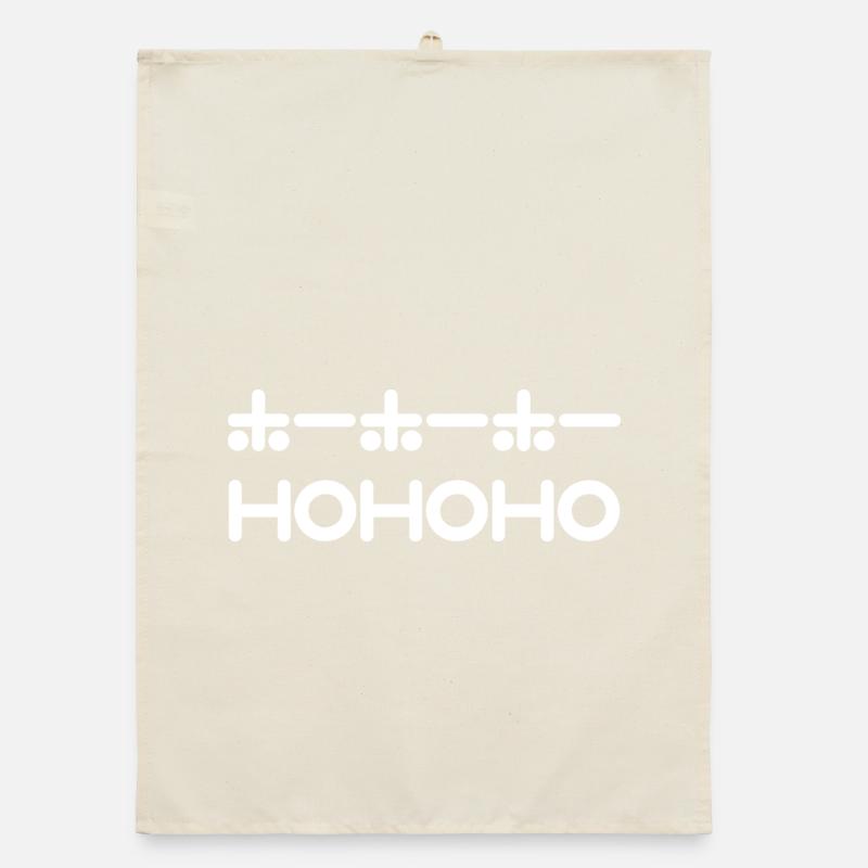 HoHoHo + Japanese Text - White Organic dish towel