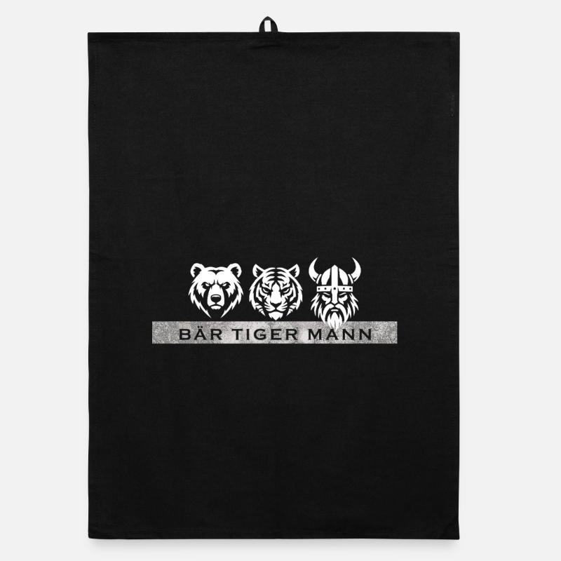 Bär Tiger Mann – Lustiger Bart Spruch Geschenk Organic Geschirrtuch