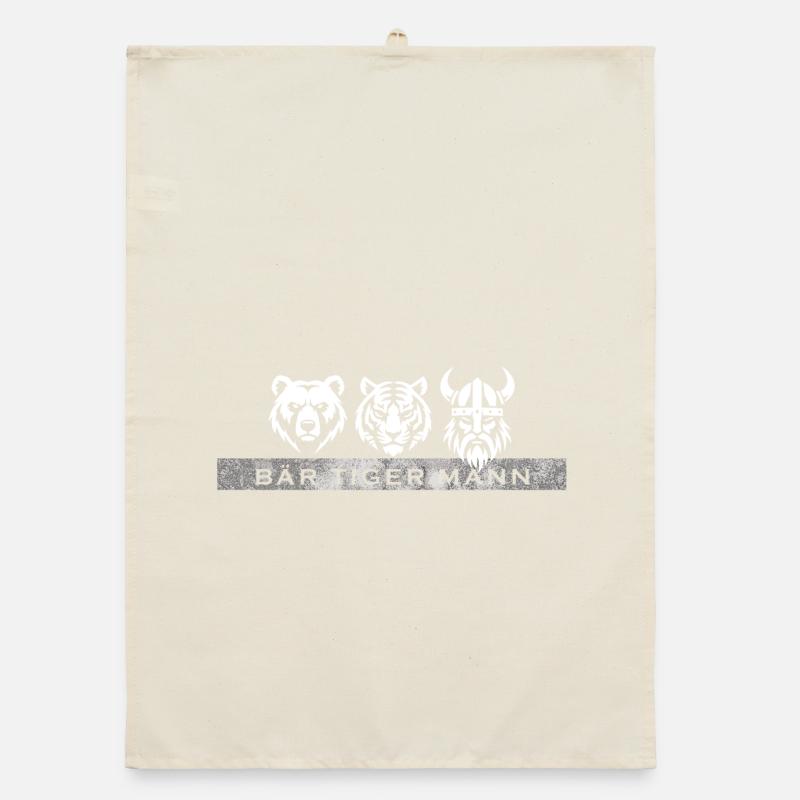 Bär Tiger Mann – Lustiger Bart Spruch Geschenk Organic Geschirrtuch