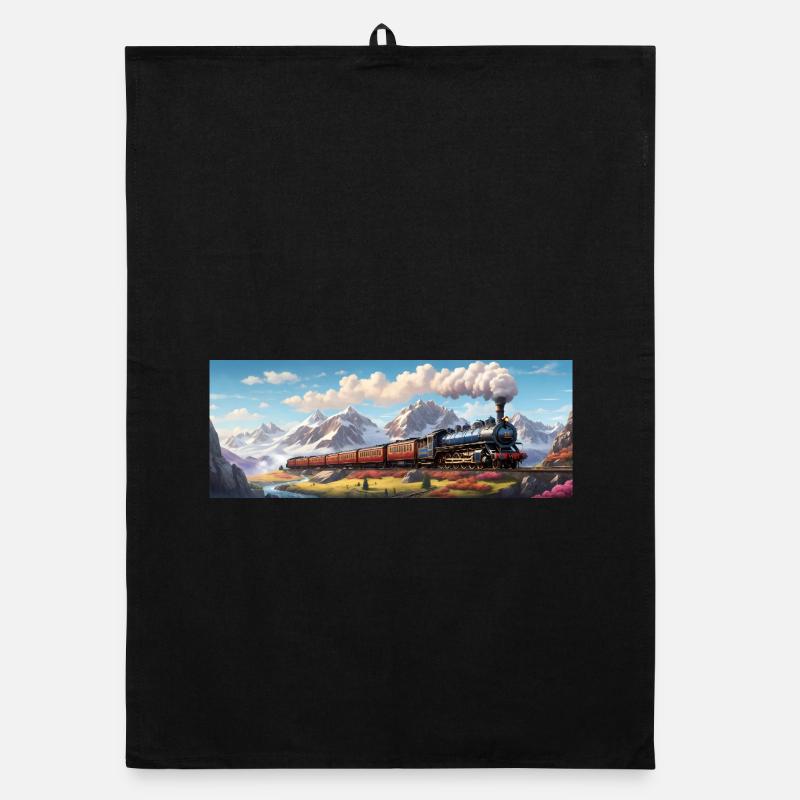 Nostalgischer Eisenbahnzug mit Dampflokomotive Organic Geschirrtuch