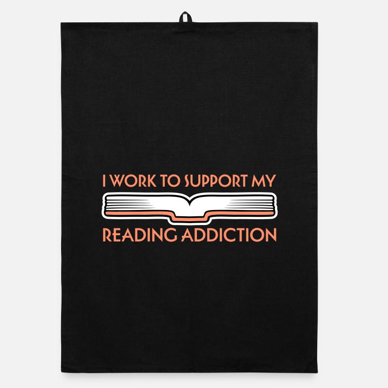 I Work To Support My Reading Addiction Bücher Logo Organic Geschirrtuch