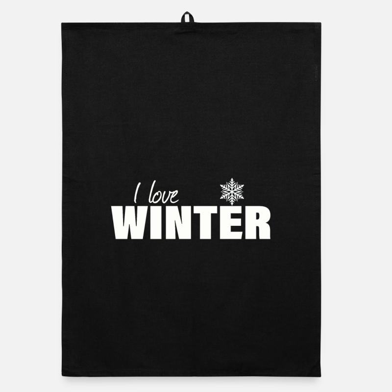 i love winter Organic dish towel