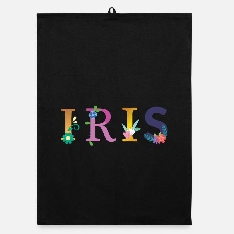 IRIS Name mit Blumen geschmückt Organic Geschirrtuch