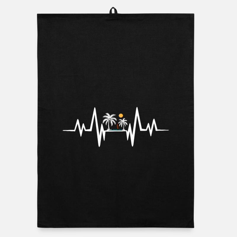 Surfer Beach Palm Tree Heartbeat Organic dish towel