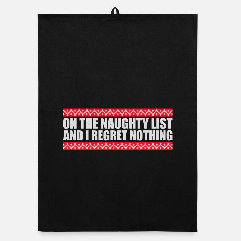 Sur la liste des vilains et ne regrette rien XMas Spruch Torchon bio