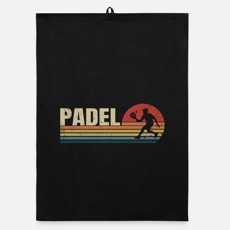 Padel Retro Sunset - Organic Geschirrtuch - Schwarz