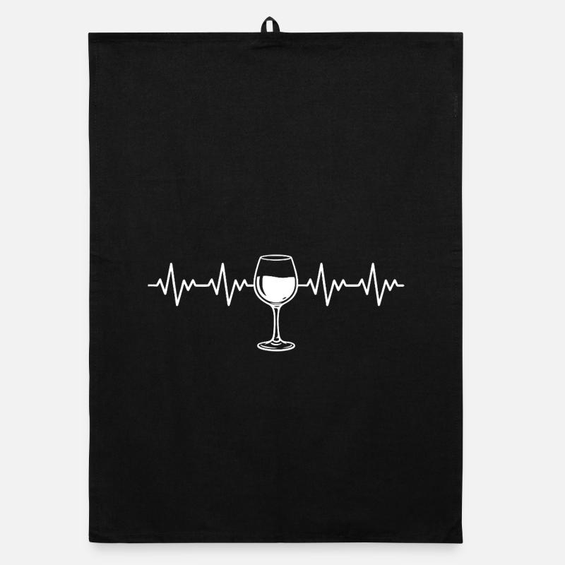 Weinglas Weintrinker Wein Rotwein EKG Herzschlag Organic Geschirrtuch