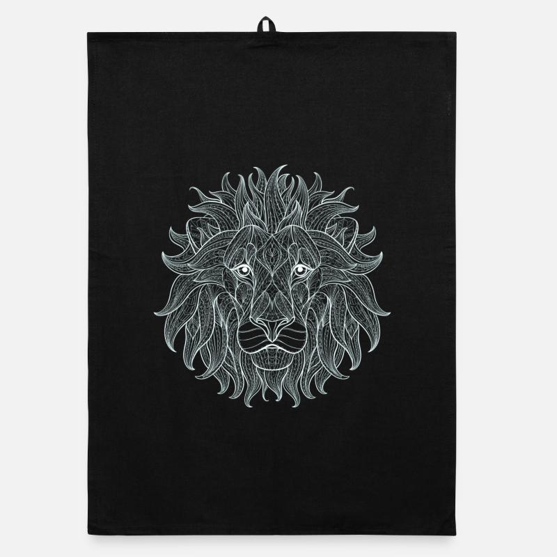 Lion white lion king outline mandala pattern head Organic dish towel