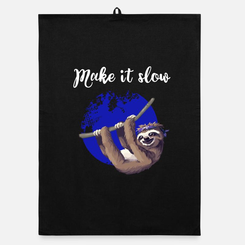 sloth make it slow Faultier langsam Nerd pc chill Organic Geschirrtuch