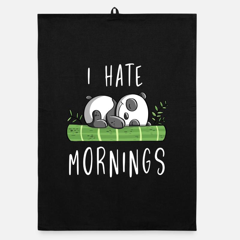 I Hate Mornings - Bambus Panda Bär - Comic Organic Geschirrtuch