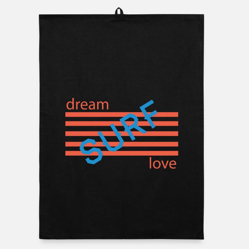 Dream Love Retro Stripes - Torchon bio - noir