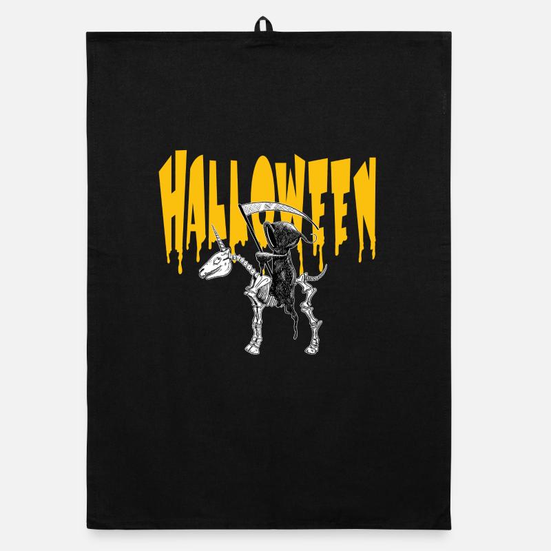 Halloween Sensenmann Auf Einhorn Organic Geschirrtuch