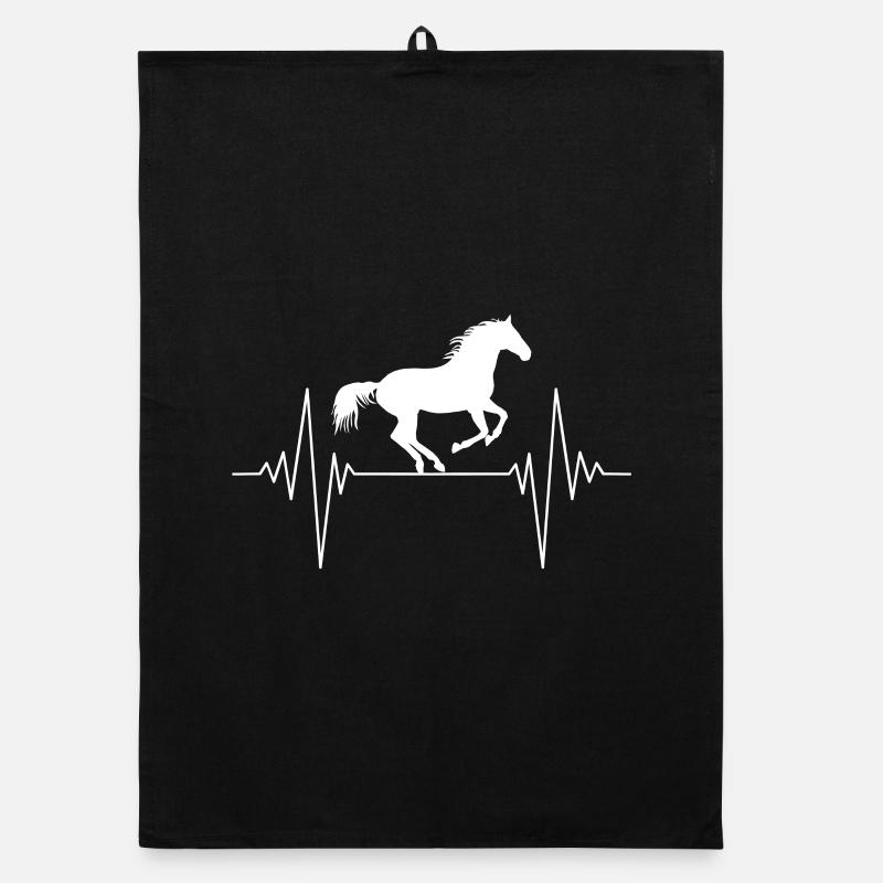 Herzschlagpferd Silhouette - Organic Geschirrtuch - Schwarz