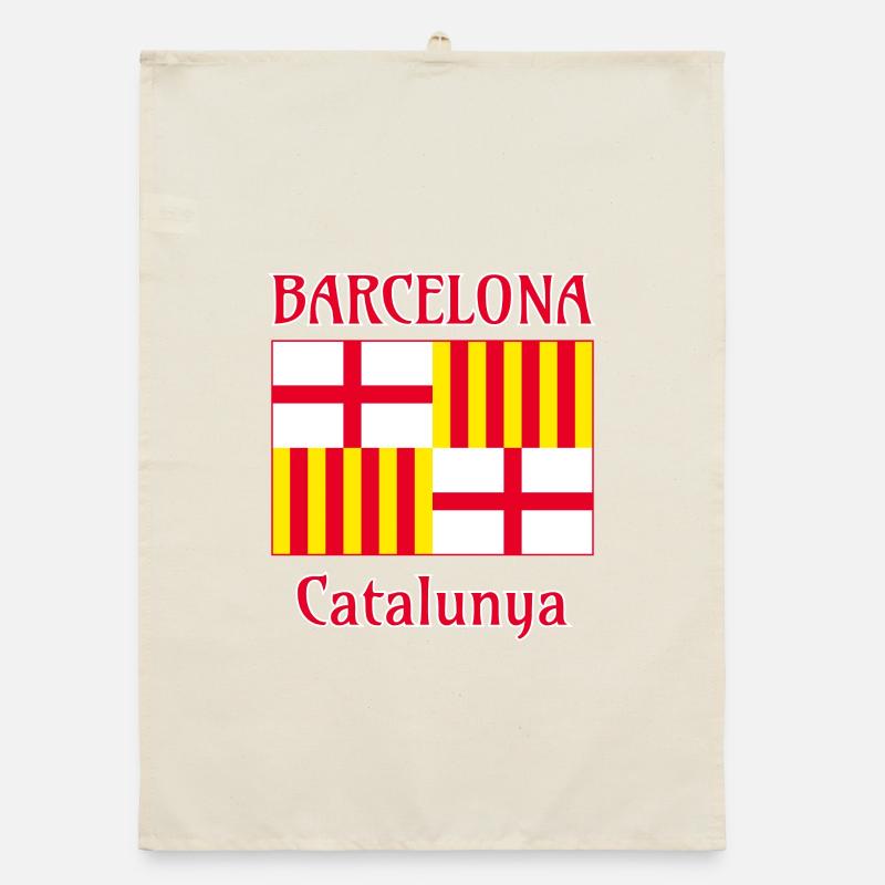Drapeau de Barcelone en rouge, blanc et jaune Torchon bio
