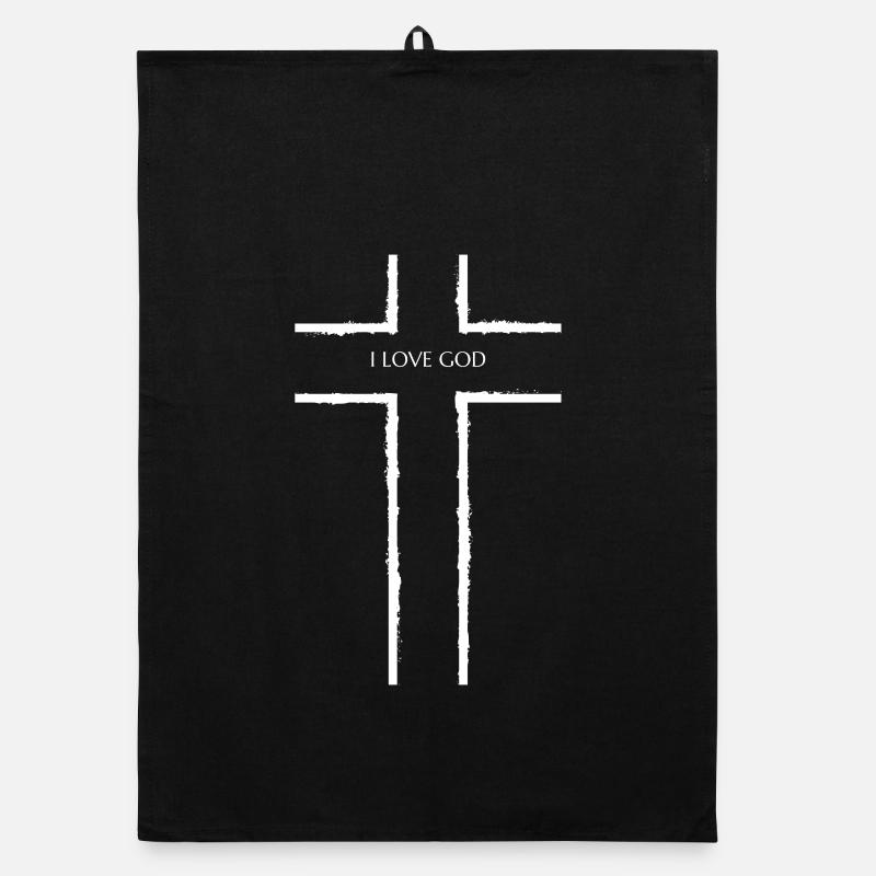 Croix avec l’inscription - J’aime Dieu Torchon bio
