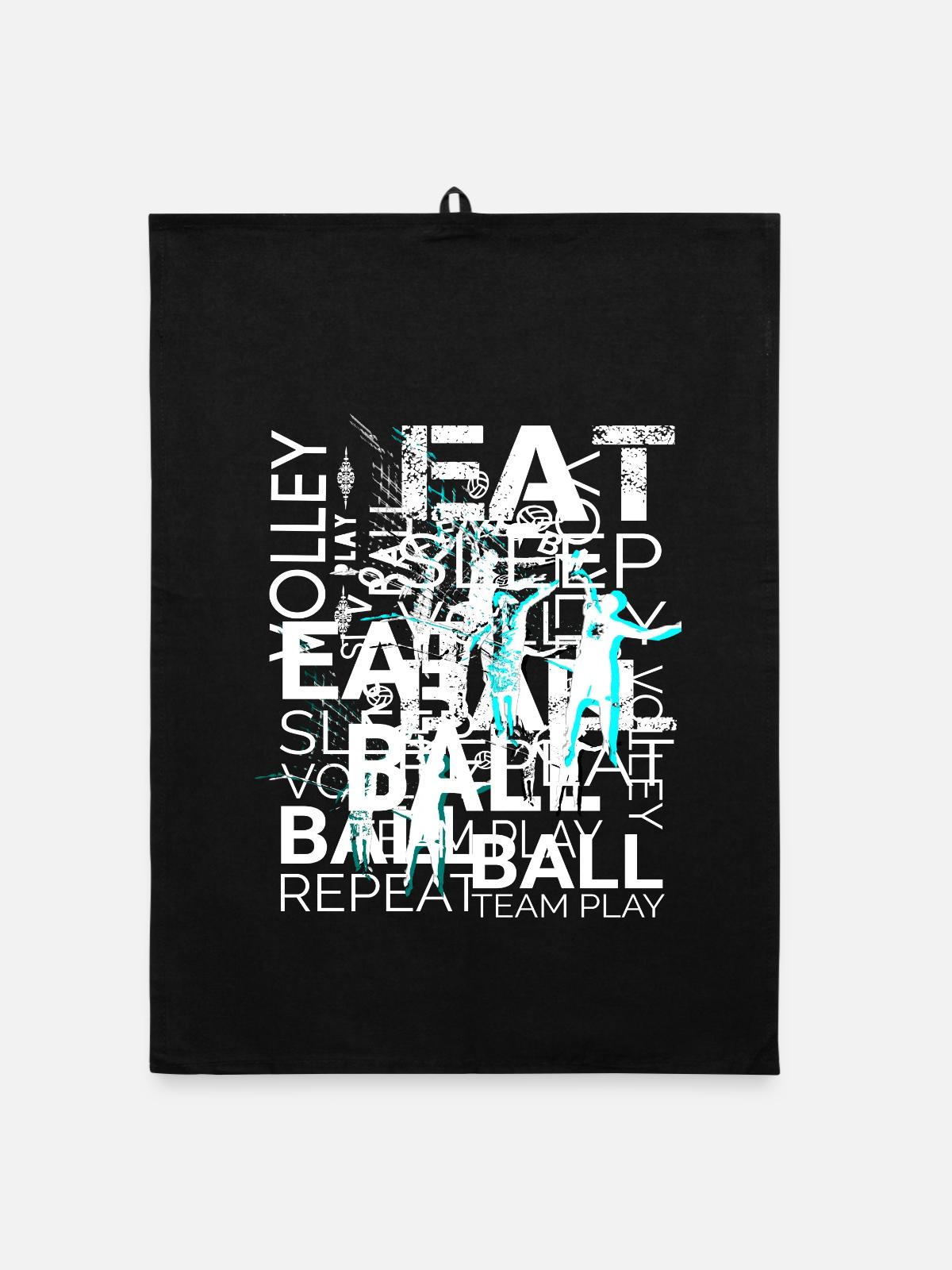 Volleyball Text Art - Organic Geschirrtuch - Schwarz - Vorne