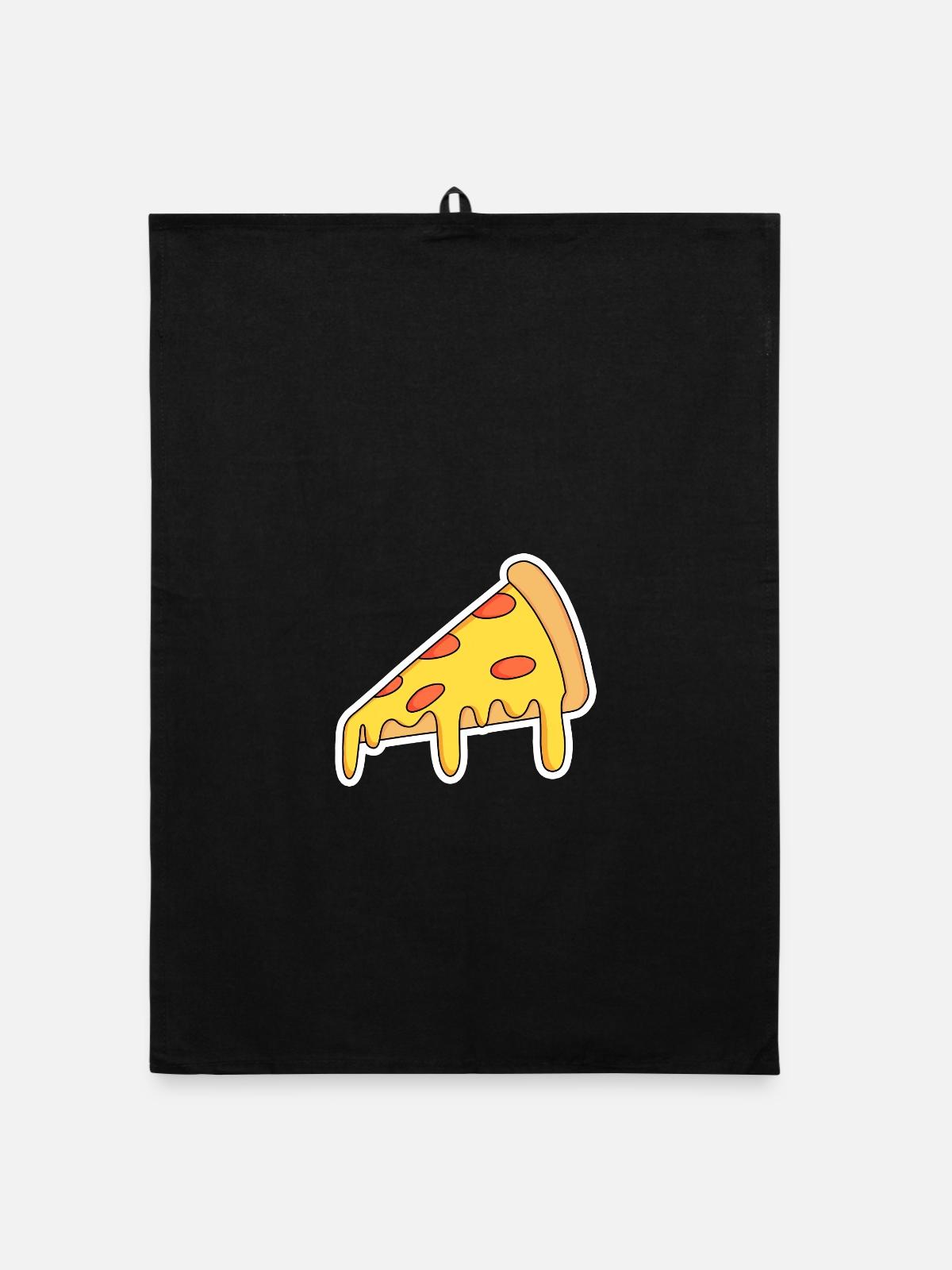 Pizza Slice Pop-Art Motiv - Organic Geschirrtuch - Schwarz - Vorne