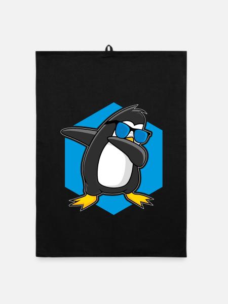 Tanzender Pinguin - Organic Geschirrtuch - Schwarz