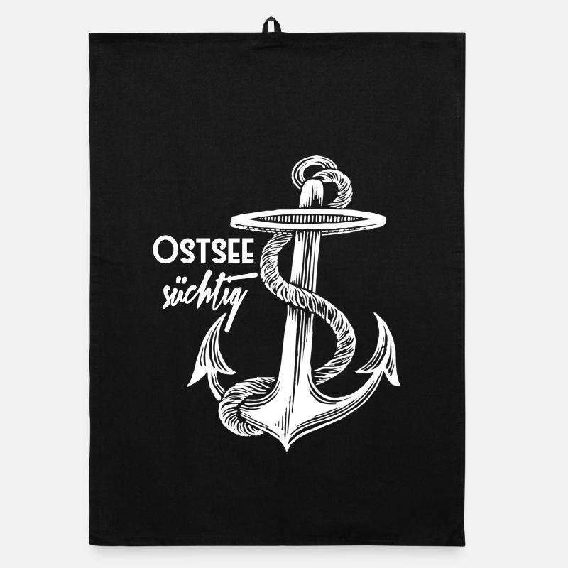 Baltic addicted anchor - white - design Organic dish towel