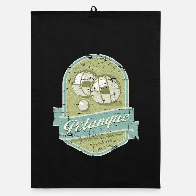 Petanque vintage - Torchon bio - noir