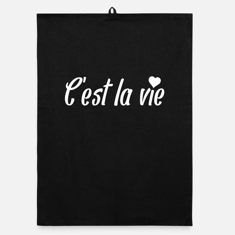C’est la Vie Script with Heart Torchon bio